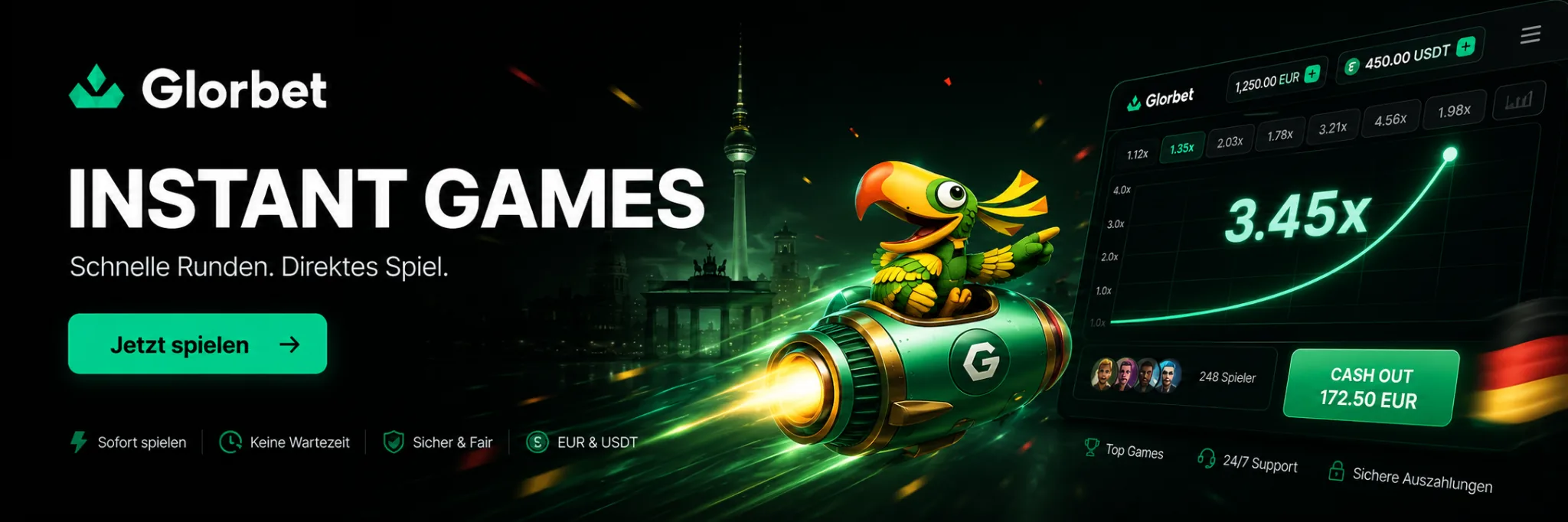 Glorbet Instant Games mit Crash Multiplikator